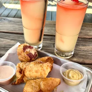 Reuben &amp; Cuban Eggrolls and Jameson Slushie