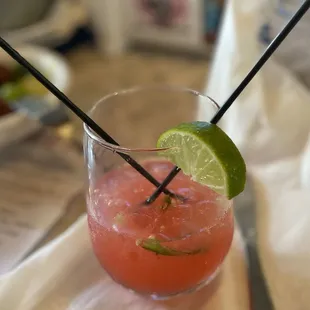 Strawberry Jalapeño Margarita. No, I have not drank any, that&apos;s how full I got it.