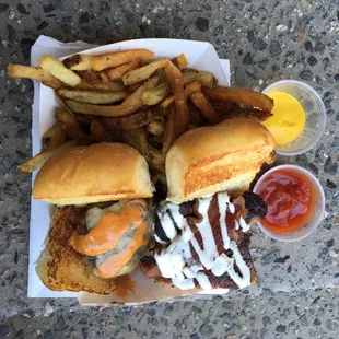Black and Blue slider on the left; Chicken Bacon Ranch on the right