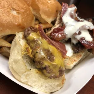 BBQ bacon beef slider and chicken bacon ranch