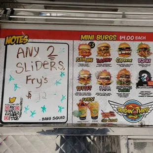  menu on a food truck