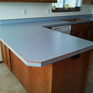 Blue countertop- before