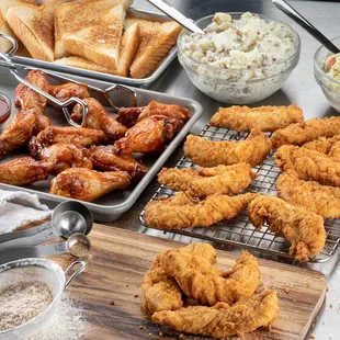 chicken wings and fried chicken, food