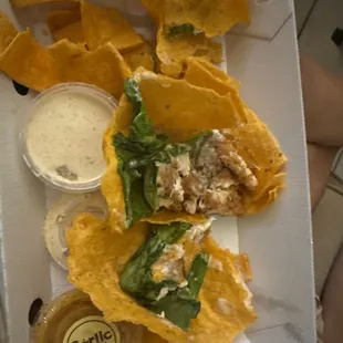 This is sad chicken wrap. More tortilla then chicken