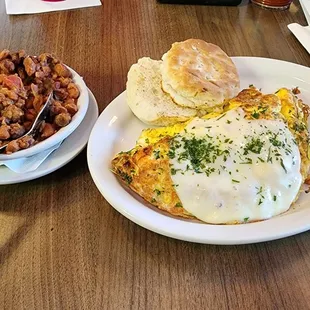 Cheese Omelet, Biscuit &amp; Cup of Chili