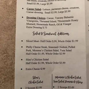 Full menu