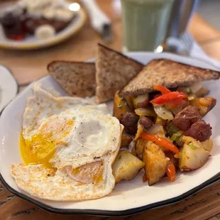 2 Eggs Over Easy, Home Fries and Toast