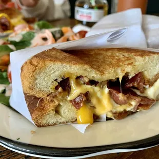 Grill cheese with cheddar and mozzarella with a side salad , dressing was light and yummy