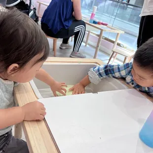 The boys activating the slime