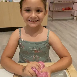 Mixing/kneading table you sit at with your new slime.