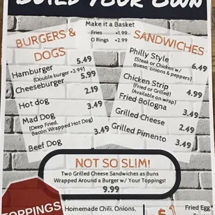 Menu courtesy of Slim's