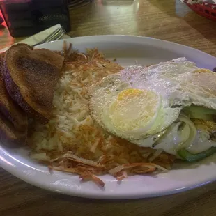 Country skillet with chicken fried steak!