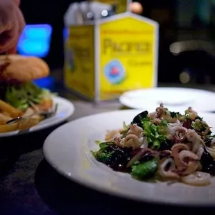two plates of food on a table