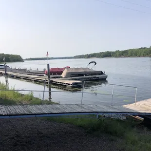 a boat docked at a dock