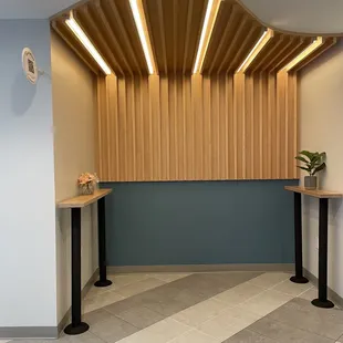 an empty waiting area in a modern office