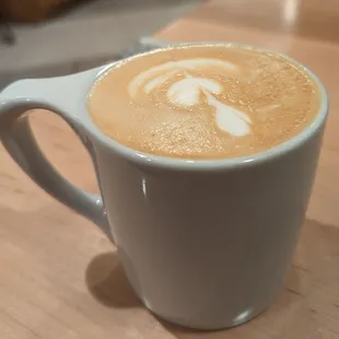 a cup of coffee on a table