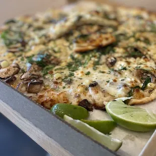 Corn, cremini mushroom, chile pasilla, etc.