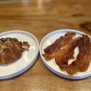Ham and cheese croissant and bacon