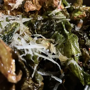 Crispy Brussel Sprouts. Delicious- the sweet and sour sauce works well in this dish.
