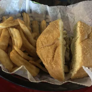 a sandwich and french fries
