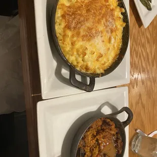 mac n cheese and Mashed Sweet Potato