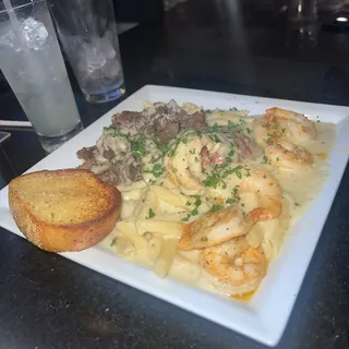 Surf and Turf Alfredo Pasta