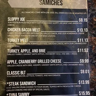 menu