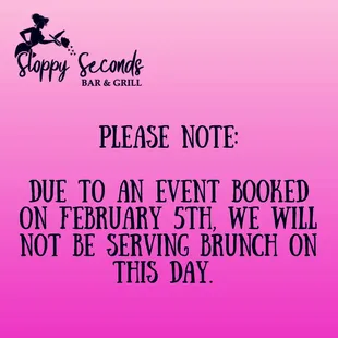 No brunch this coming Saturday!