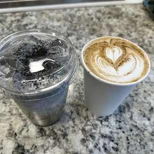 Black sesame latte (on the left), Apple buttermilk latte (on the right)