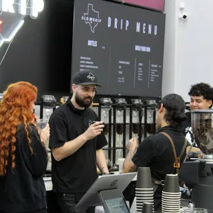 a group of people at a coffee shop