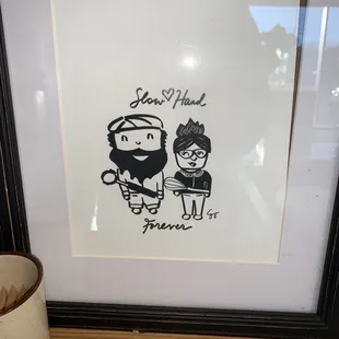 A cute hand drawn pic of the couple who own this place (and the place next door as well).