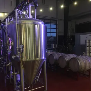 Tanks and barrels right off the tap room