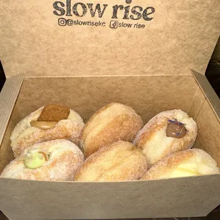 a box of doughnuts on a table