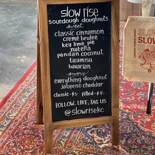 a menu on a chalk board