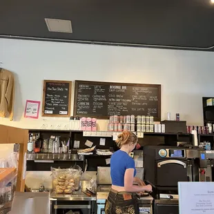 a woman working at the counter