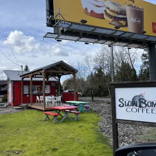 a sign for a coffee shop