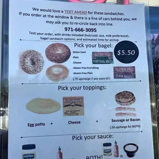 Bagel menu