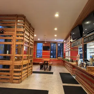 the inside of a restaurant