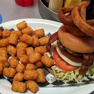 Western Burger with Tots.