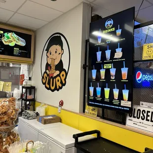 the inside of a fast food restaurant