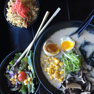 This is the lunch special, it comes with your choice of ramen, an appetizer(I got the fried rice) and a salad.