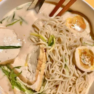 Slurpin ramen regular size + hard boil egg + tofu instead of pork