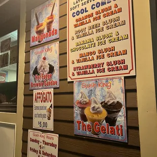 Gelati menu