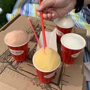 pina colada, lemon, guava, and passion fruit