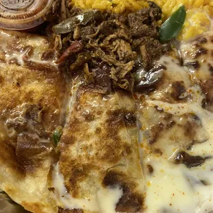 a plate of mexican food