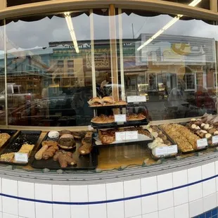 A pano if all the delicious choices in the front window