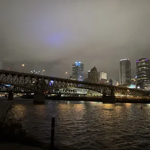 View of Liberty Bridge from the parking area. Tons of parking!