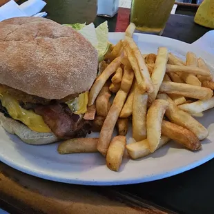 Barbecue Cheeseburger with Fries