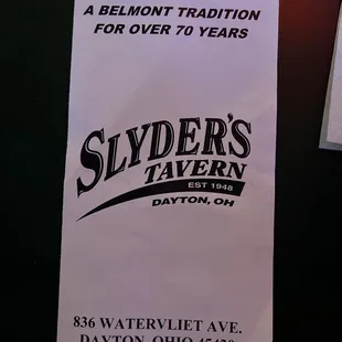 a sign on a table
