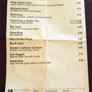 menu